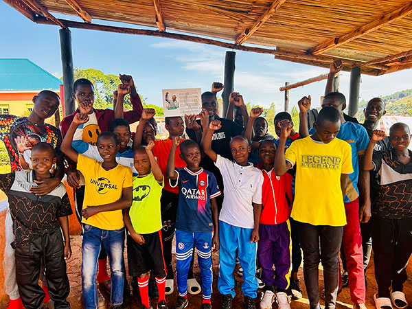 Children during outdoor sports activities in Leader's Camp 2025, Non-Violence Project in Uganda.